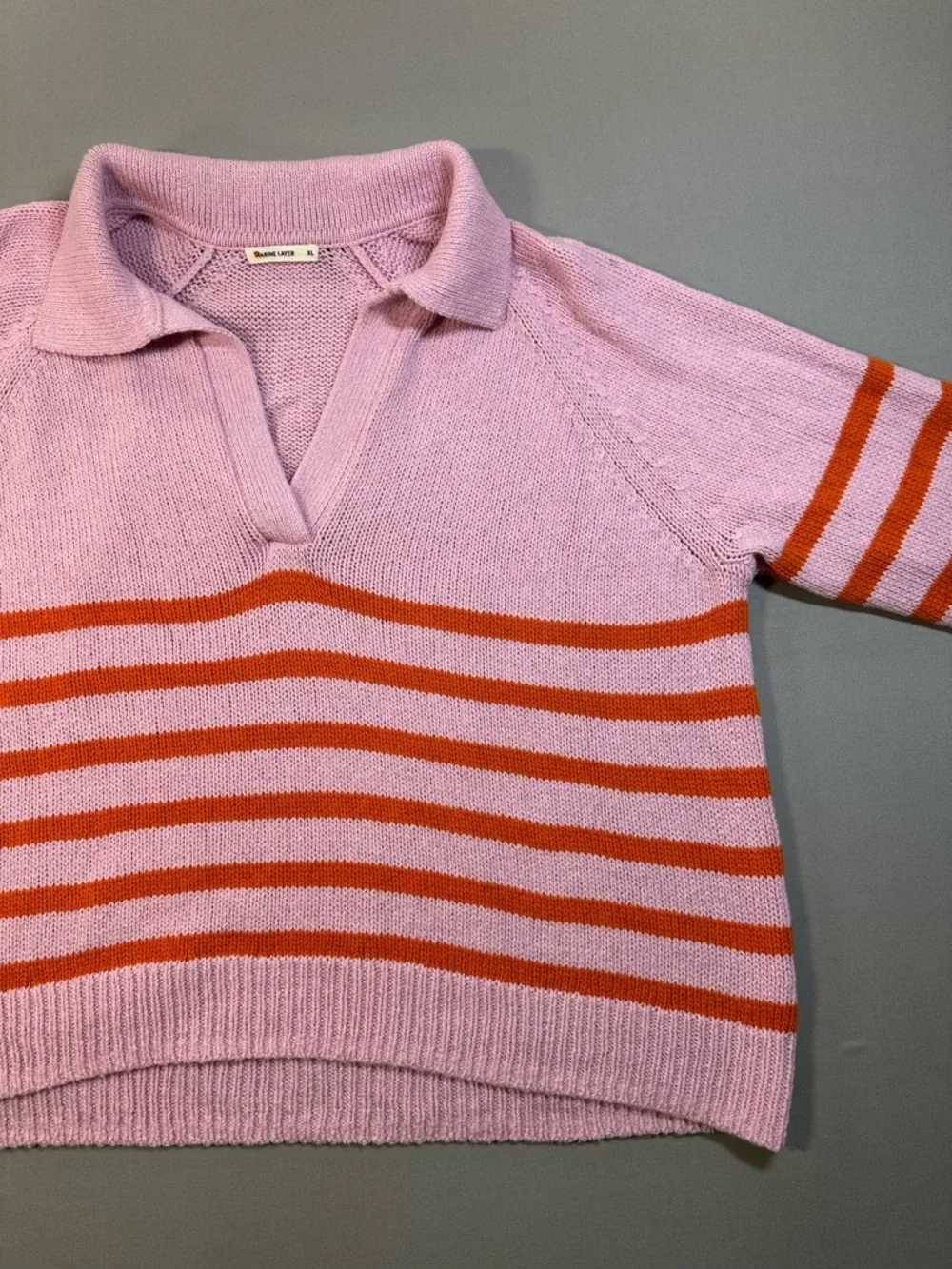 Marine Layer Claire Relaxed Polo Sweater, Merino Wool/Cotton - Womens XL - Picture 3 of 16